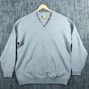Vintage LL Bean Sweater Mens XL Tall Lambs Wool Blend Grey Knit Pullover Preppy